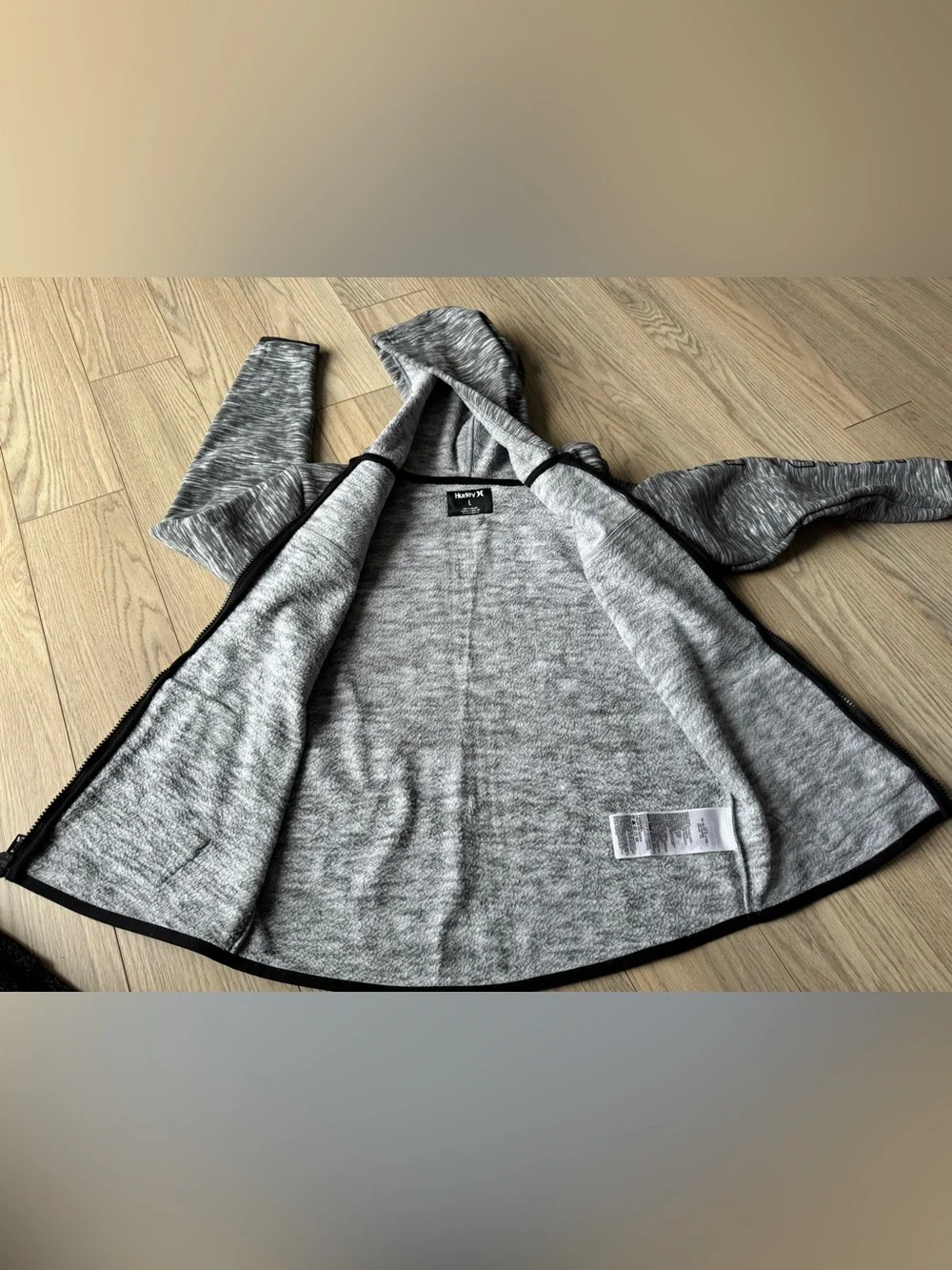 Hurley Kids Gray Heathered Zip Up Hoodie Fleece Jacket